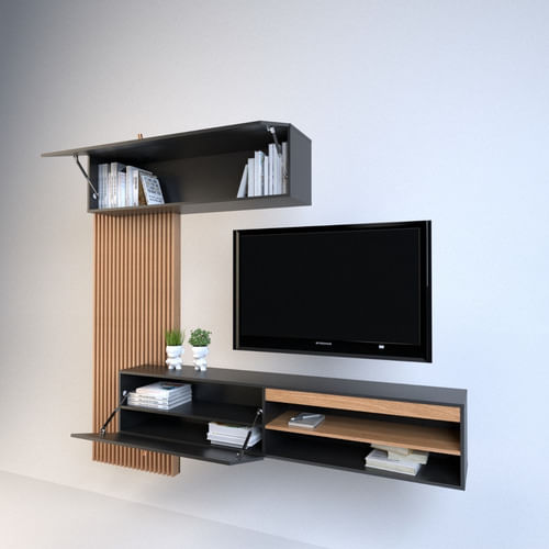 Rack-Tv-Flotante-Moderno-Centro-De-Entretenimiento--------Olmo-con-Negro