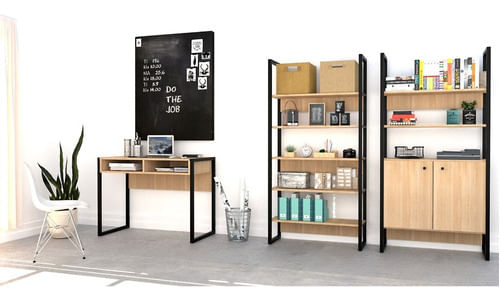 Escritorio-Industrial-Trabajo-Oficina-Hogar-Melamina-Hierro-Roble-Natural-con-Hierro-Negro