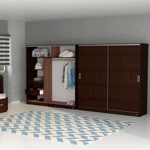 Placard-Ropero-180-Melamina-2-Puertas-Corredizas-2-Cajones-Wengue