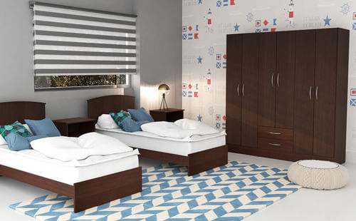 Placard-De-Abrir-169-Cm-Linea-Economica-6-Ptas-2-Cajones-----Chocolate