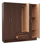 Placard-De-Abrir-169-Cm-Linea-Economica-6-Ptas-2-Cajones-----Chocolate