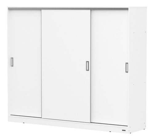 Placard-Ropero-220-Melamina-3-Puertas-Corredizas-4-Cajones-Blanco