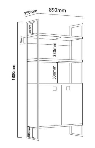 Biblioteca-Estilo-Indus-Estanteria-Melamina---Hierro-------Roble-Termo-Negro-c--Hierro-Negro