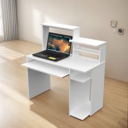 Escritorio Mesa Para Pc Con Bandeja Y Estantes Melamina