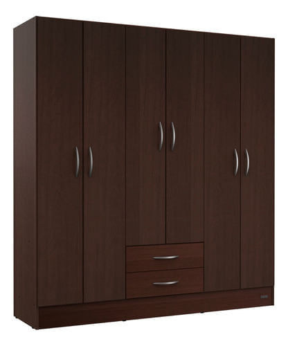 Placard-Ropero-169-Mts-6-Ptas-De-Abrir-2-Caj-Simil-Laqueado-Chocolate