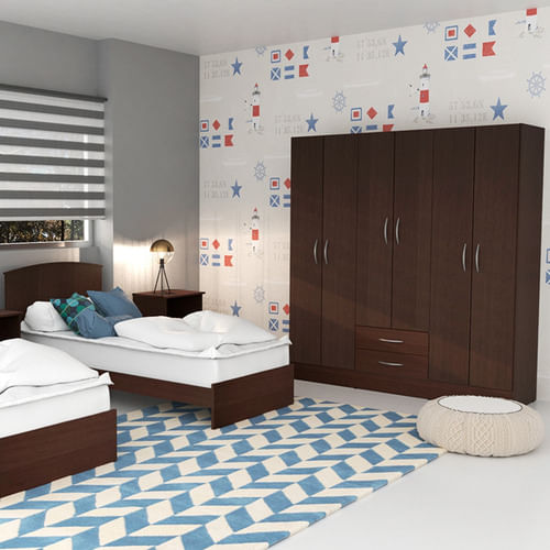 Placard-Ropero-169-Mts-6-Ptas-De-Abrir-2-Caj-Simil-Laqueado-Chocolate