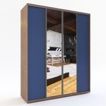 Placard-Ropero-2-Ptas-Corredizas-2-Ptas-De-Abrir-Espejos-----Roble-Davos---Azul-Cosmico