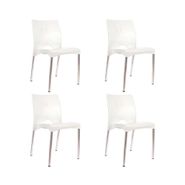 Set de 4 Sillas Boston Patas de aluminio Blanco