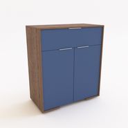 Comoda Chifonier Melamina 1 Cajon 2 Puertas Minimalista ++++ Color Roble Davos / Azul Cosmico