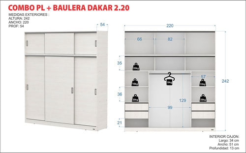 Combo-De-Placard---Baulera-220-Mtrs-Con-Puertas-Corredizas-Blanco