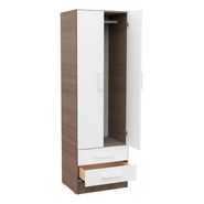 Placard 2 Puertas 2 Cajones Dakar Chocolate Color Carvalhomezzo Frente Blanco