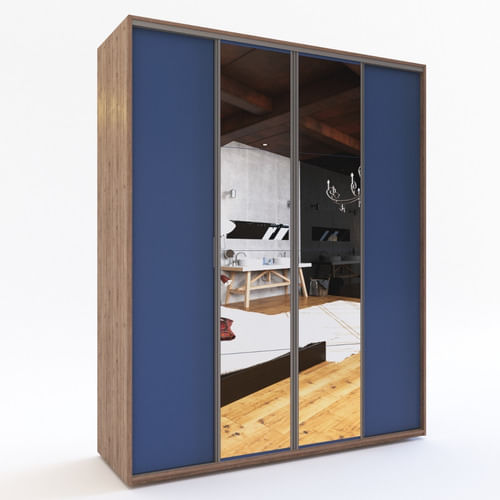 Placard-Ropero-2-Ptas-Corredizas-2-Ptas-De-Abrir-C--Espejos--Roble-Davos---Azul-Cosmico