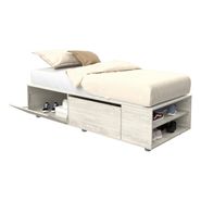 Cama Box Base Para Sommier De 1 Plaza Con 2 Puertas Y Estantes Color Pino Cascina Delos