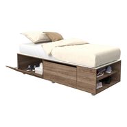 Cama Box Base P/ Sommier De 1 Plaza Con 2 Puertas Y Estantes
