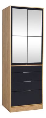Placard-Ropero-Vestidor-Moderno-70cm-2ptas-4caj-C-espejos----HICKORY-CON-NEGRO