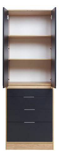 Placard-Ropero-Vestidor-Moderno-70cm-2ptas-4caj-C-espejos----HICKORY-CON-NEGRO
