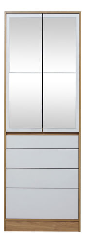 Placard-Ropero-Vestidor-Moderno-070m-2ptas-4caj-C-espejos-HICKORY-CON-BLANCO