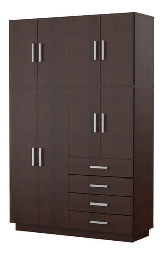 Placard-Ropero-8-Puertas-4-Cajones-Baulera-Mosconi-Wengue-Color-Wengue---56603