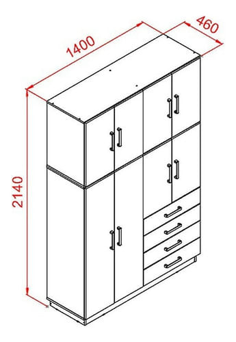 Placard-Ropero-8-Puertas-4-Cajones-Baulera-Mosconi-Wengue-Color-Wengue---56603