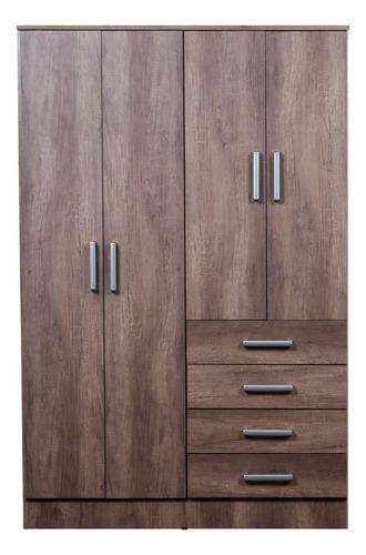 Placard-Ropero-Dormitorio-Melamina-4ptas-4caj-Organizador-Nebraska-Gris