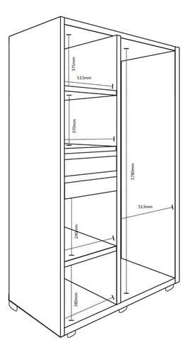 Placard-Ropero-120-Mts-Melamina-2-Puertas-Corredizas-2-Caj-Blanco