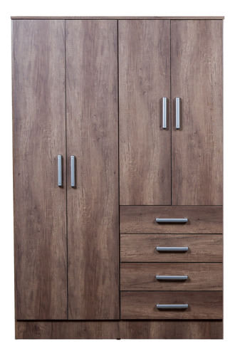 Placard-Ropero-Dormitorio-Melamina-4ptas-4caj-Organizador----Color-Nebraska-Gris