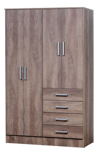 Placard-Ropero-Dormitorio-Melamina-4ptas-4caj-Organizador----Color-Nebraska-Gris