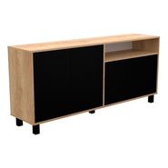 Vajillero Doors 4 Puertas Mosconi Nebraska 170 X 40 X 77 Cm Color Nebraska Natural / Negro