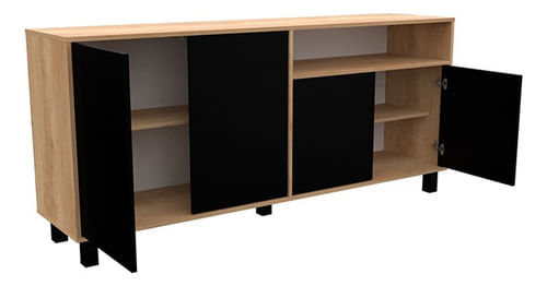 Vajillero-Doors-4-Puertas-Mosconi-Nebraska-170-X-40-X-77-Cm-Color-Nebraska-Natural---Negro