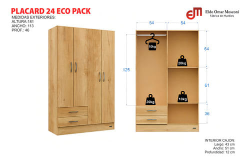 Placard-Ropero-4-Puertas-2-Cajones-24-Pack-Mosconi-Caoba