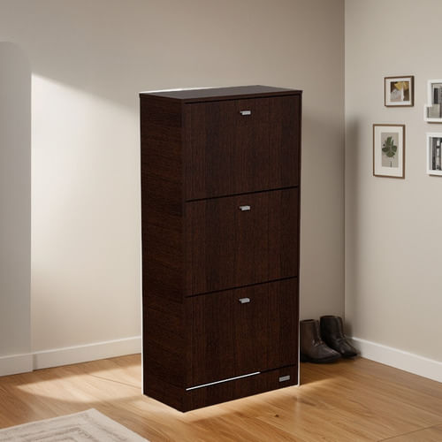 Mueble-Zapatero-Organizador-De-Calzado-De-3-Puertas-Melamina-Wengue