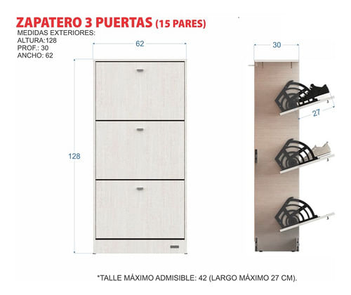 Mueble-Zapatero-Organizador-De-Calzado-De-3-Puertas-Melamina-Wengue