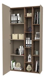 Biblioteca-Estanteria-Minimalista-2-Puertas-Organizador-Roble-Davos-Gris-Arcilla