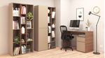 Biblioteca-Estanteria-Minimalista-2-Puertas-Organizador-Roble-Davos-Gris-Arcilla