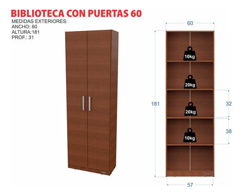 Biblioteca-Estanteria-Mueble-Multifuncion-Con-Puertas-060-M-Tabaco---81053