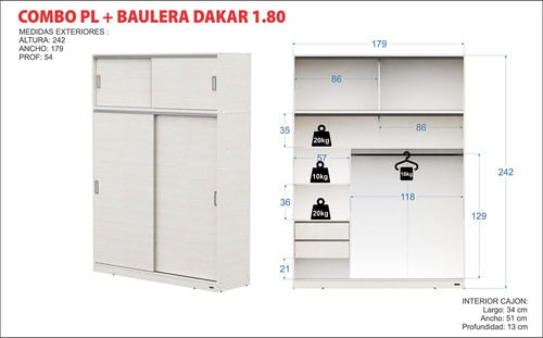 Combo-De-Placard---Baulera-180-Mtrs-Con-Puertas-Corredizas-Venezia