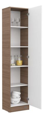 Columna-180-Cm-Despensero-Armario-Con-1-Puerta-En-Melamina-Carvalho-Mezzo-frente-Blanco