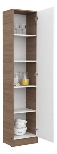 Columna-180-Cm-Despensero-Armario-Con-1-Puerta-En-Melamina-Carvalho-Mezzo-frente-Blanco