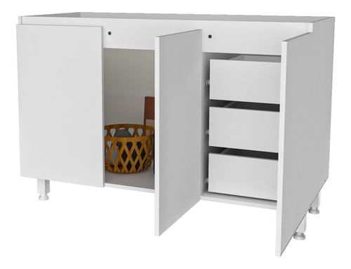 Mueble-Bajo-Mesada-120-Cm-Moderna-Cocina-3-Ptas-Melamina-----BLANCO-LACA
