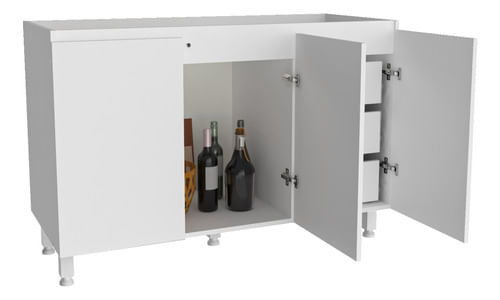 Mueble-Bajo-Mesada-120-Cm-Moderna-Cocina-3-Ptas-Melamina-----BLANCO-LACA