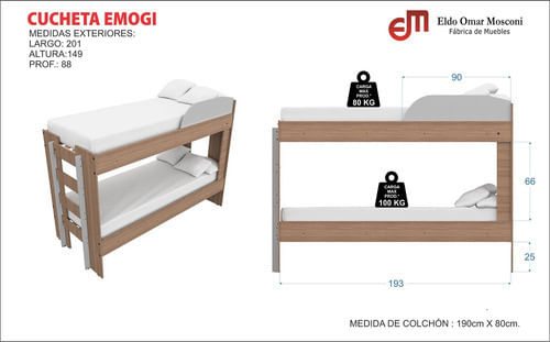 Cama-Cucheta-Doble-Superpuesta-Emogi-Melamina-Carvalho-Mezzo