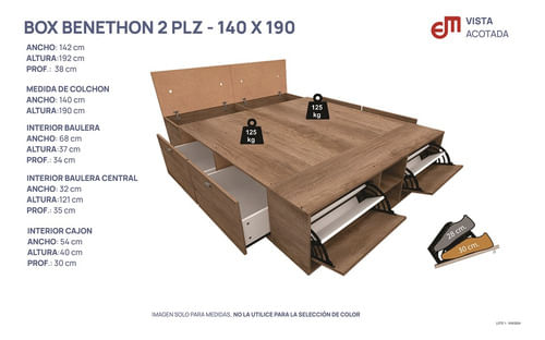 Cama-Box-Plataforma-2plazas-4caj-Baulera-Zapatero-140x190---MENDRABenethon-140