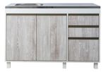 Mueble-Bajo-Mesada-Cocina-120-Cm-2-Ptas-3-Caj---Sin-Bacha-Pino-Cascina-con-perfiles-bronce
