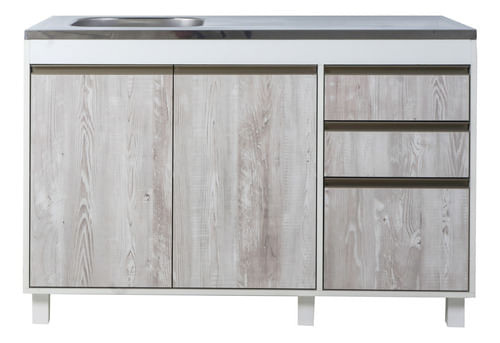 Mueble-Bajo-Mesada-Cocina-120-Cm-2-Ptas-3-Caj---Sin-Bacha-Pino-Cascina-con-perfiles-bronce