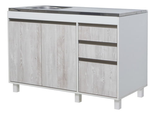 Mueble-Bajo-Mesada-Cocina-120-Cm-2-Ptas-3-Caj---Sin-Bacha-Pino-Cascina-con-perfiles-bronce