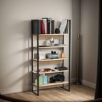 Biblioteca-Estanteria-Estilo-Industrial-Melamina---Hierro-Roble-Natural-con-Hierro-Negro