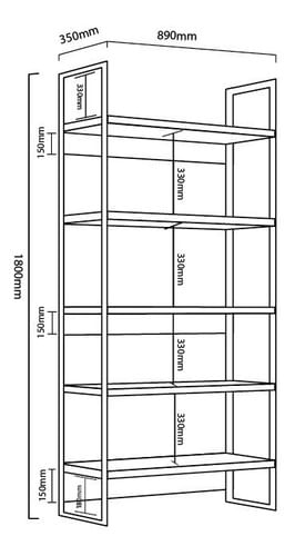 Biblioteca-Estanteria-Estilo-Industrial-Melamina---Hierro-Roble-Natural-con-Hierro-Negro
