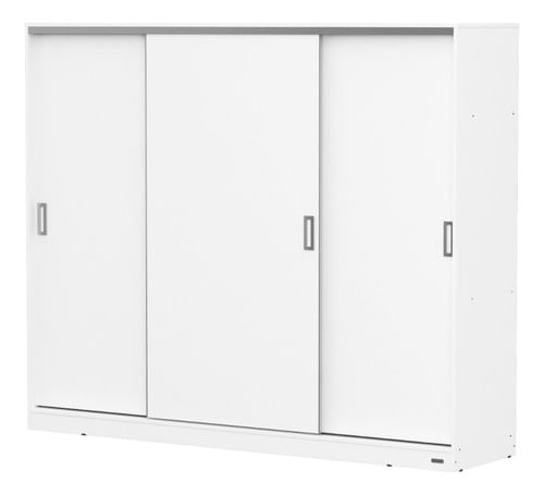 Placard-Ropero-220-Melamina-3-Puertas-Corredizas-4-Cajones-Blanco