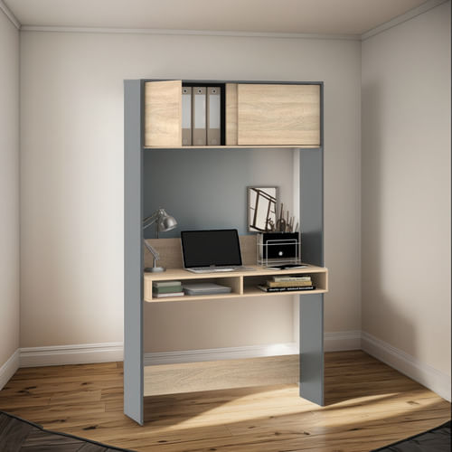 Escritorio-P--Pc-Mesa-De-Computacion-Alzada-Oficina-Hogar----GRIGIO-OSCURO-ROBLE-BARDOLINO