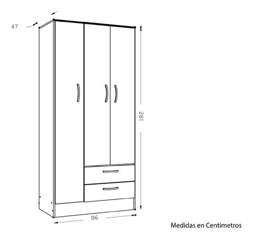 Placard-Ropero-Armario-Guardado-86-Cm-Tana-Eco-3-Ptas-Abrir-Fresno-blanco